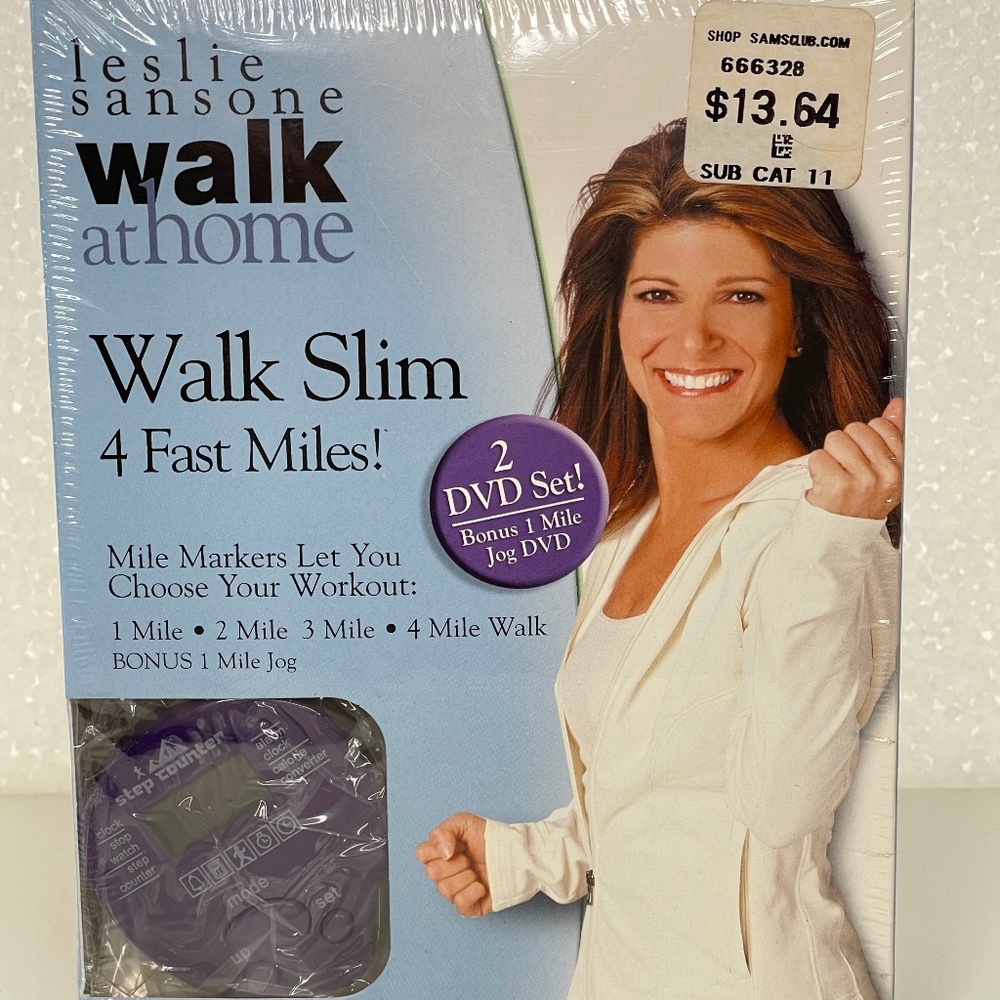 Leslie Sansone Walk at Home 4 Fast Miles 2 DVD Set Bonus 1 Mile Jog 2008 SEALED